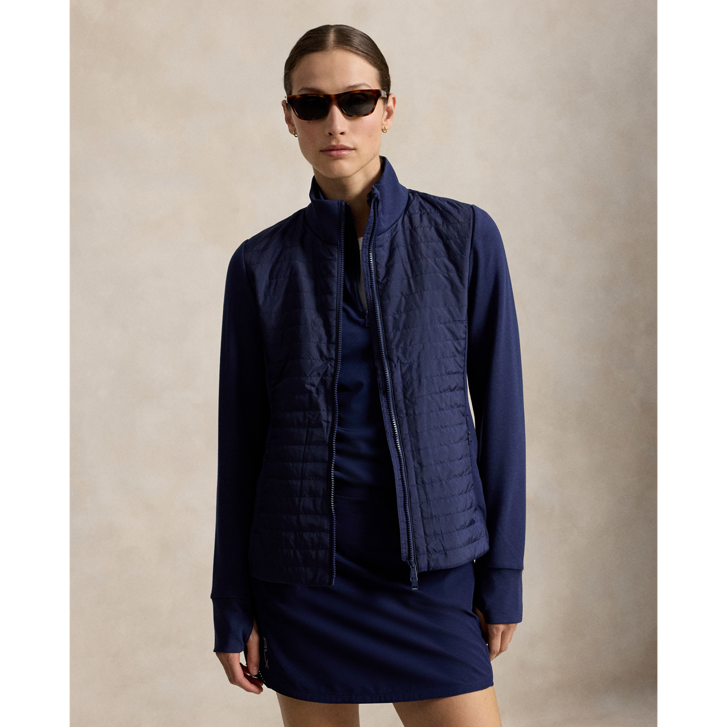 Женская куртка Ralph Lauren Hybrid French Terry-Quilted Zip, цвет: Тёмно-синий — фото 4