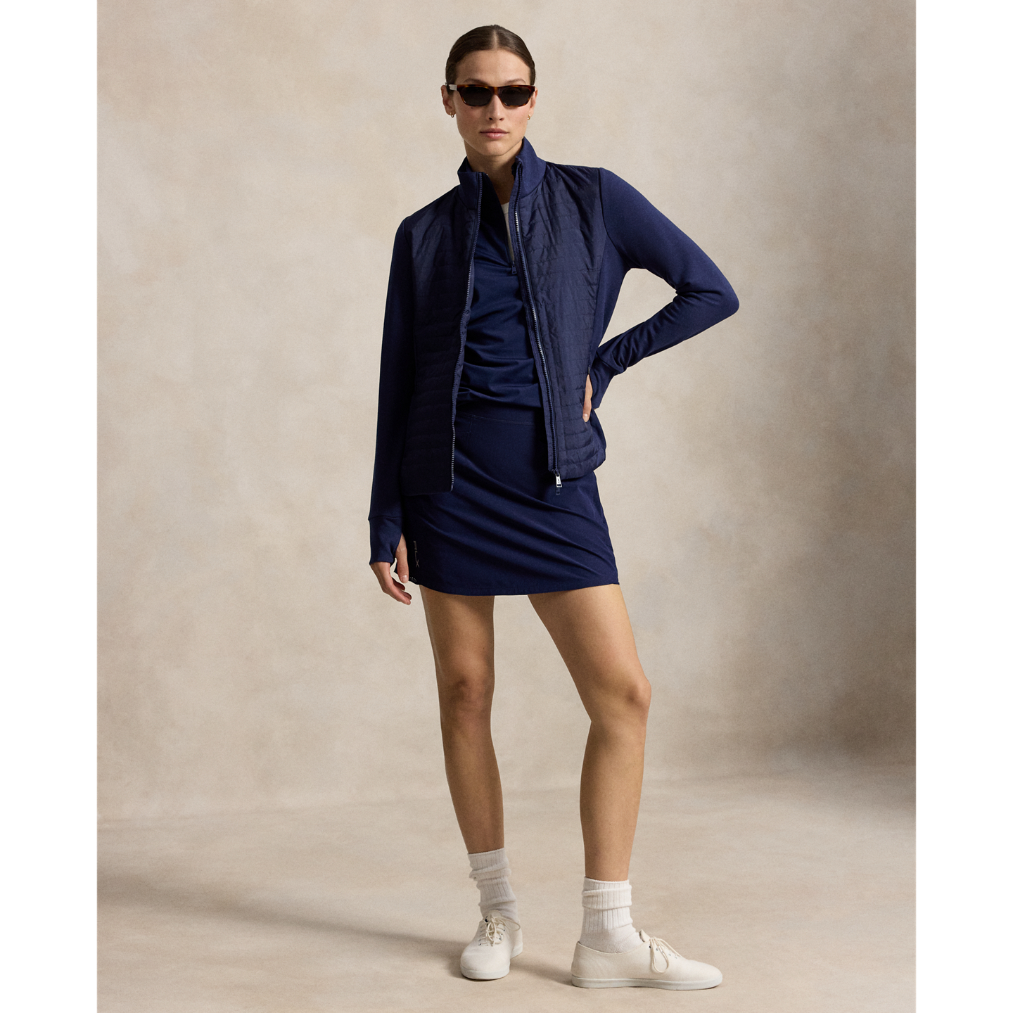 Женская куртка Ralph Lauren Hybrid French Terry-Quilted Zip, цвет: Тёмно-синий — фото 1