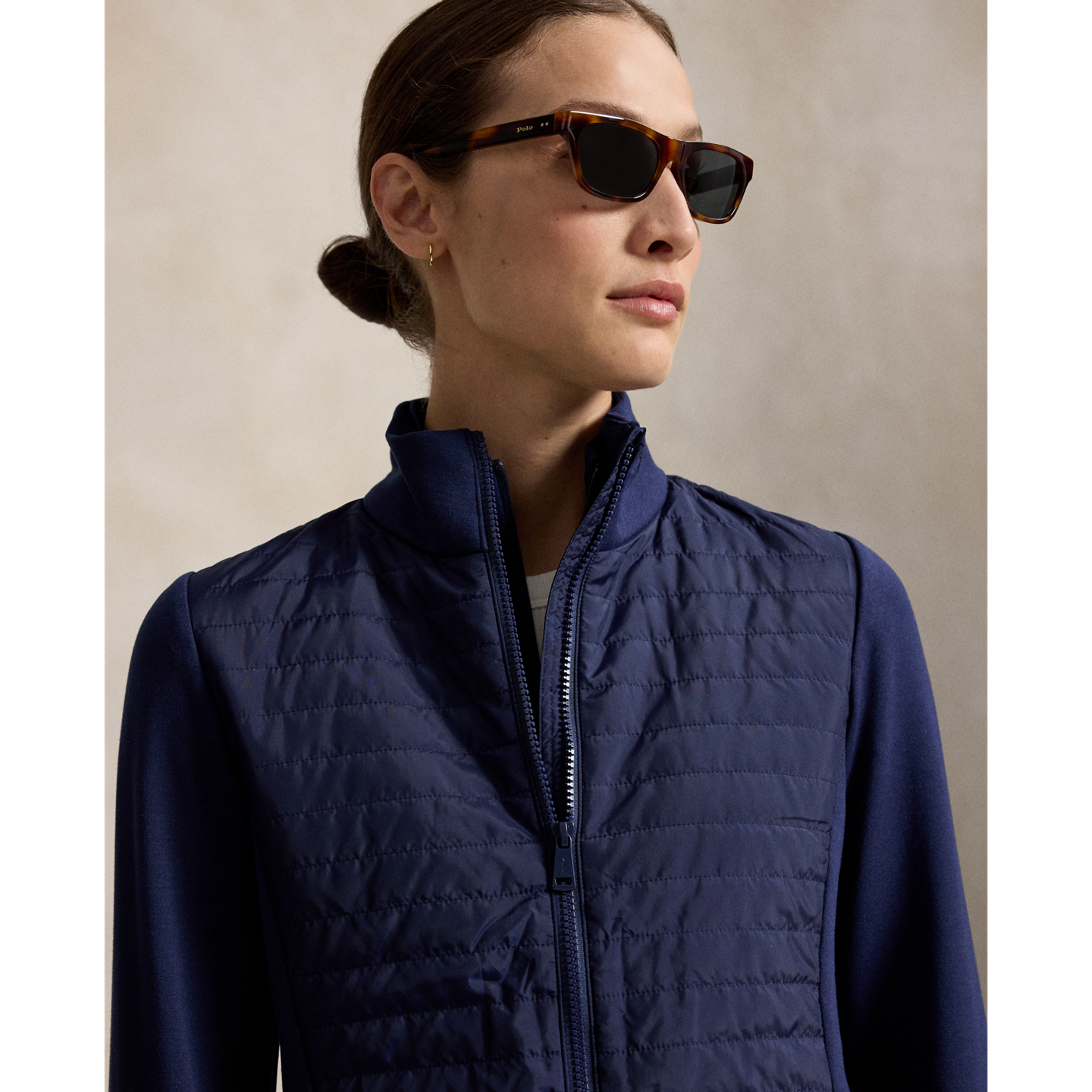 Женская куртка Ralph Lauren Hybrid French Terry-Quilted Zip, цвет: Тёмно-синий — фото 3