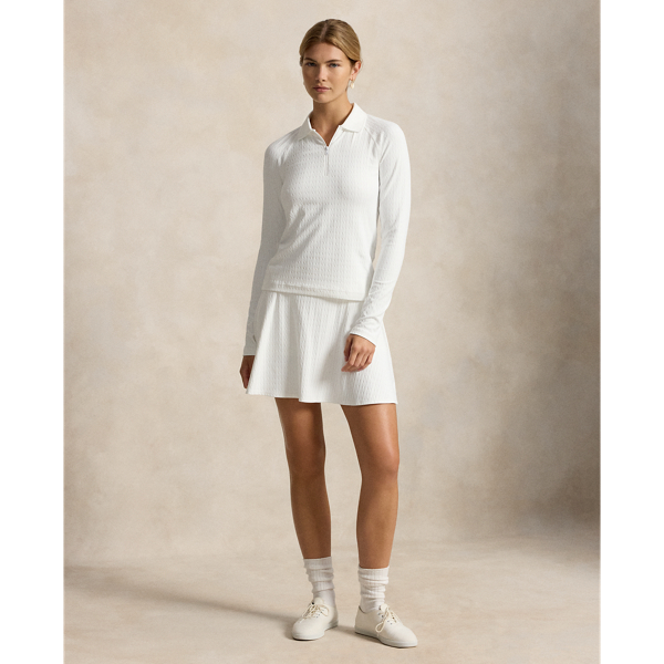 Ceramic White Cable Quarter-Zip Long-Sleeve Polo Shirt RLX 4