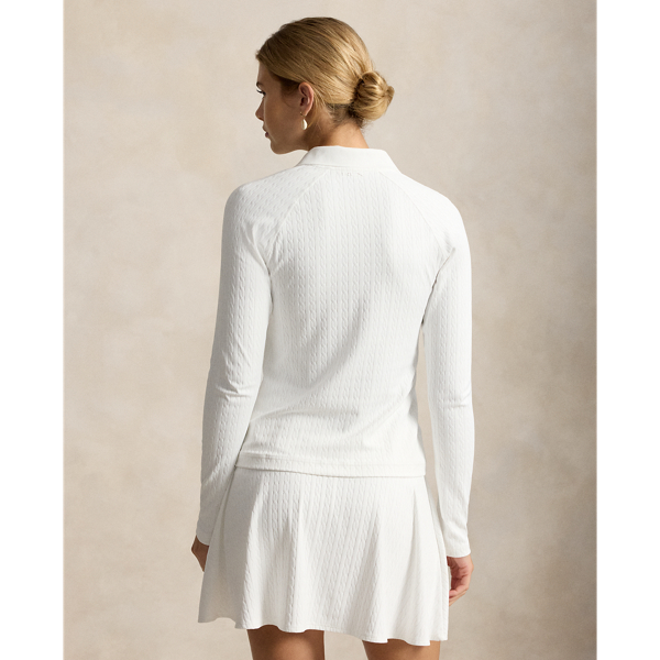 Ceramic White Cable Quarter-Zip Long-Sleeve Polo Shirt RLX 5