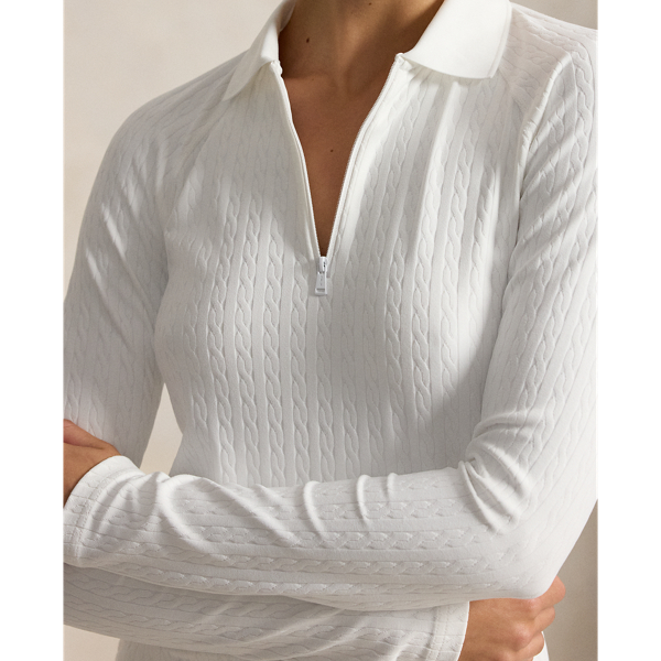 Ceramic White Cable Quarter-Zip Long-Sleeve Polo Shirt RLX 6