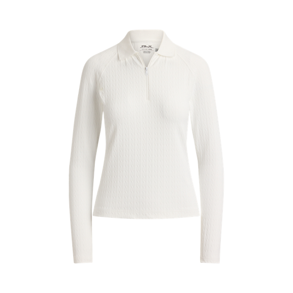 Cable Quarter-Zip Long-Sleeve Polo Shirt RLX 1