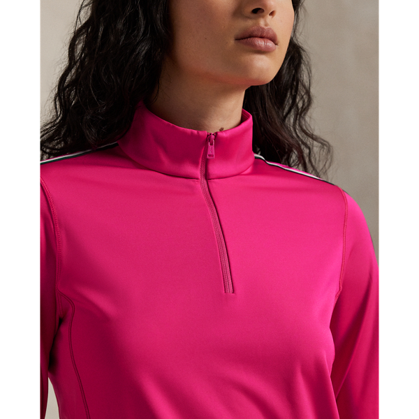 Currant/White/Green Tailored Fit Interlock Quarter-Zip RLX 6