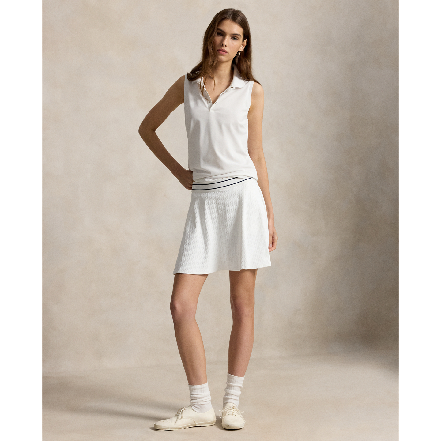 Юбка-шорты Ralph Lauren Cable-Motif A-Line Skort, цвет: Белый / Тёмно-синий — фото 5
