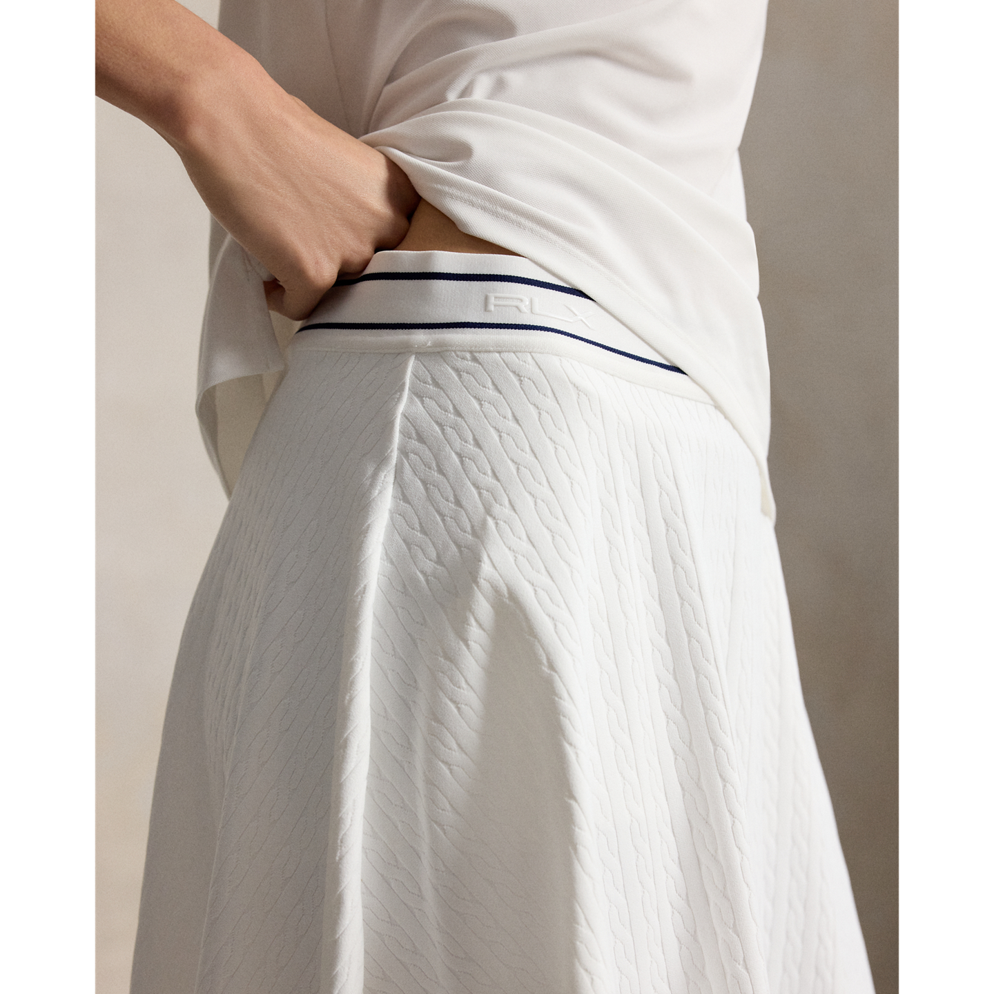 Юбка-шорты Ralph Lauren Cable-Motif A-Line Skort, цвет: Белый / Тёмно-синий — фото 3