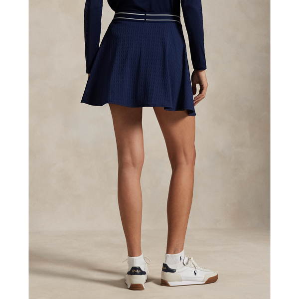 ラルフローレン　ネイビー キルティング スカート デニム ドローコード ミディ スカート WMLRSKTS6H20279