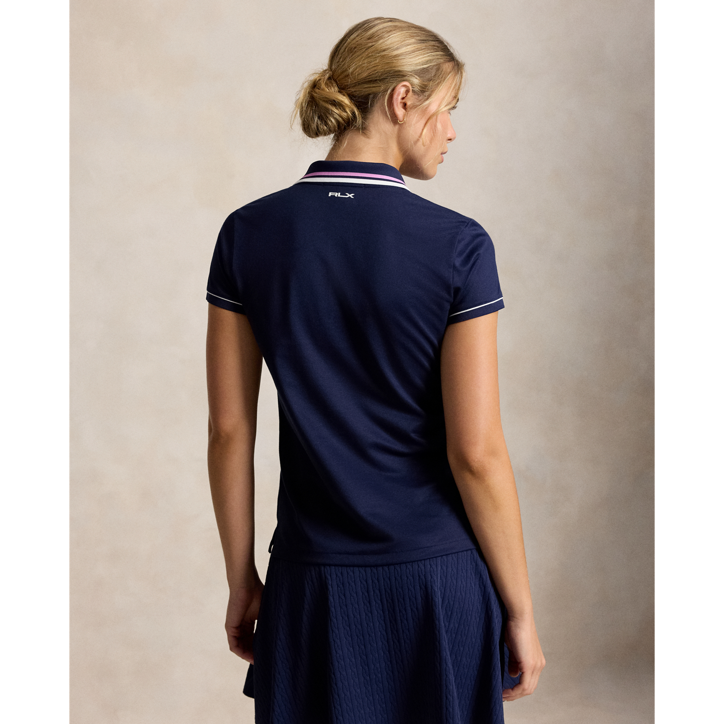 Женское поло Ralph Lauren Tailored Fit Jersey Polo, цвет: Тёмно-синий / Фиолетовый — фото 2