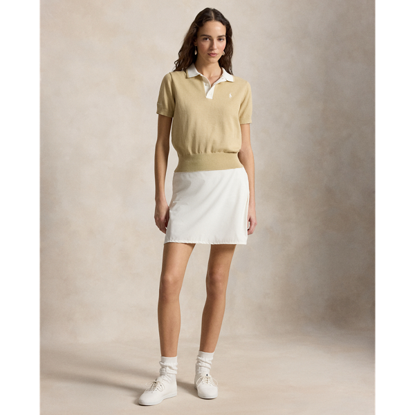 Pullover mit Polokragen RLX in D&uuml;nen-Sandbr./W. Farbspr. 4