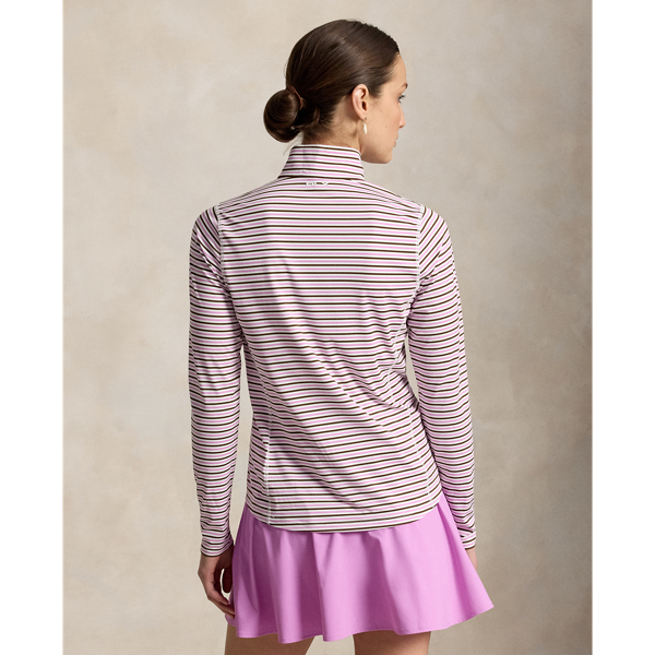 White/Chocolate Mousse Striped Performance Quarter-Zip RLX 5