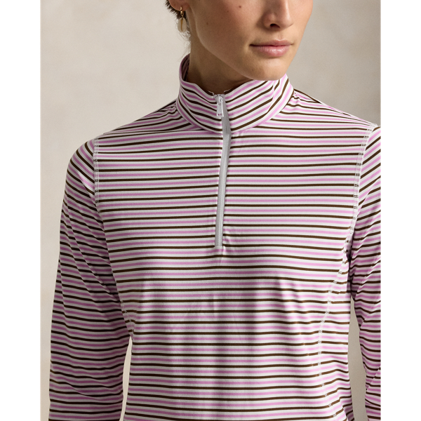 White/Chocolate Mousse Striped Performance Quarter-Zip RLX 6