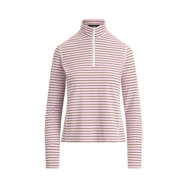 White/Chocolate Mousse Striped Performance Quarter-Zip RLX 2