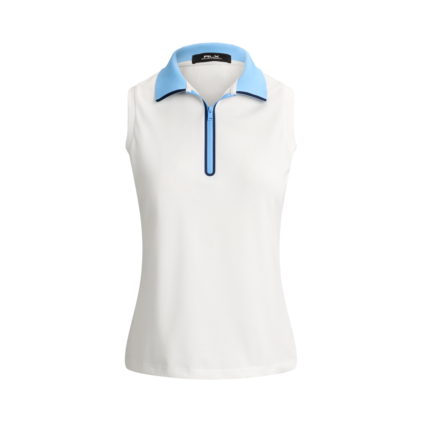 Женское поло Ralph Lauren Sleeveless Quarter-Zip Polo, цвет: Белый / Синий — фото 5