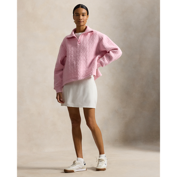 Light Pink Cable-Quilted Quarter-Zip RLX 4