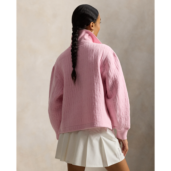 Light Pink Cable-Quilted Quarter-Zip RLX 5