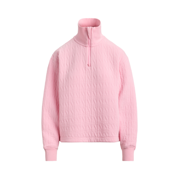 Light Pink Cable-Quilted Quarter-Zip RLX 2