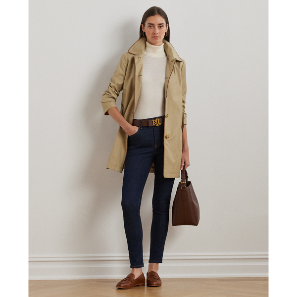 Ralph lauren faux leather trim trench coat hotsell