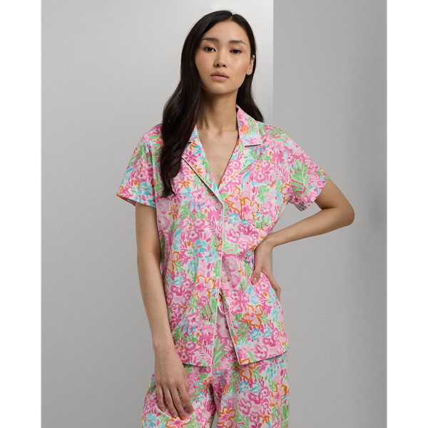 Multi Floral Floral Jersey Capri Sleep Set Lauren Petite 4