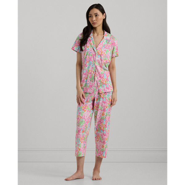 Multi Floral Floral Jersey Capri Sleep Set Lauren Petite 7