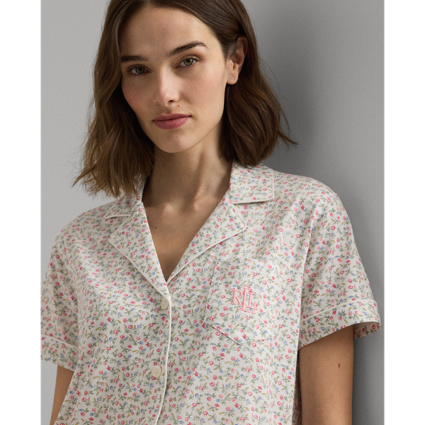 Ditsy Bouquet Floral Jersey Capri Sleep Set Lauren Petite 6