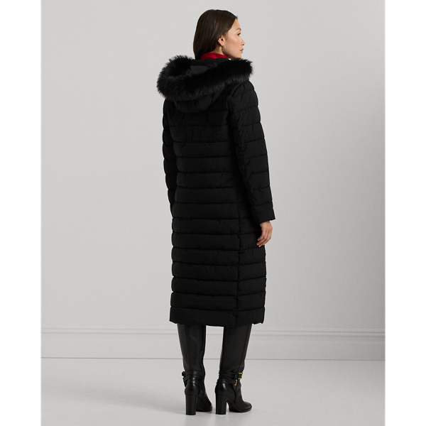 Faux fur trim long quilted coat lauren ralph lauren online
