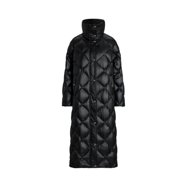 Diamond-Quilted Down Funnelneck Maxicoat Lauren Petite 1