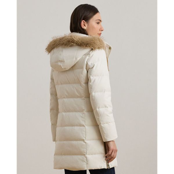 Lauren ralph lauren quilted faux fur hooded coat deals