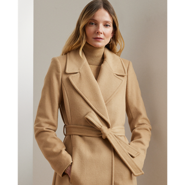 Long wool belted coat womens hotsell