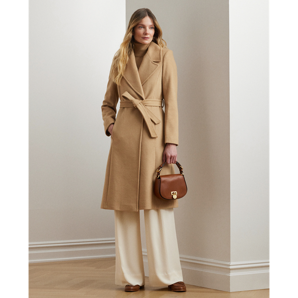 Ralph lauren wool blend wrap coat online