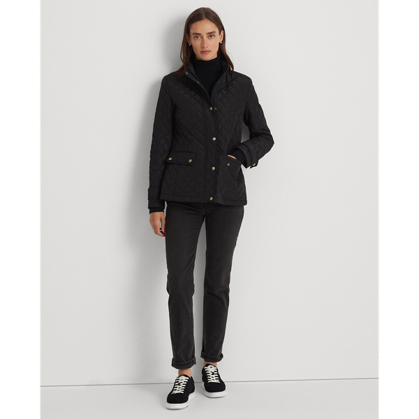 Diamond-Quilted Mockneck Jacket