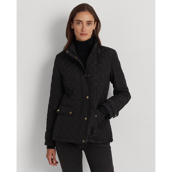 Black Diamond-Quilted Mockneck Jacket Lauren Petite 1