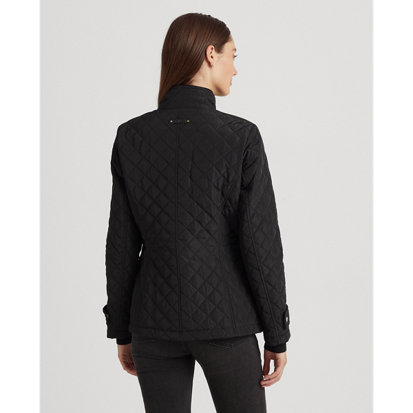 Diamond-Quilted Mockneck Jacket