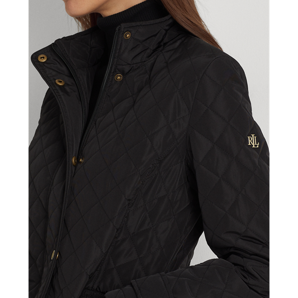 Diamond-Quilted Mockneck Jacket