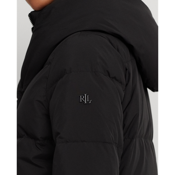 Black Oversize-Collar Quilted Down Coat Lauren Petite 7