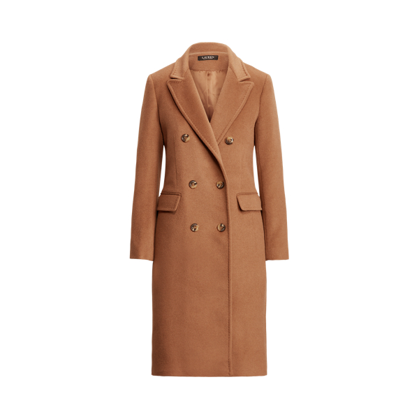 Wool Blend Twill Reefer Coat