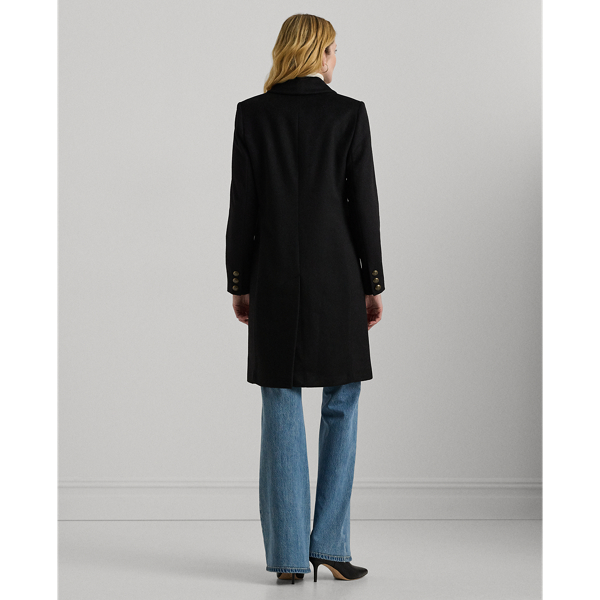Black Crest-Patch Wool-Blend Coat Lauren Petite 5