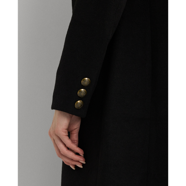 Black Crest-Patch Wool-Blend Coat Lauren Petite 7
