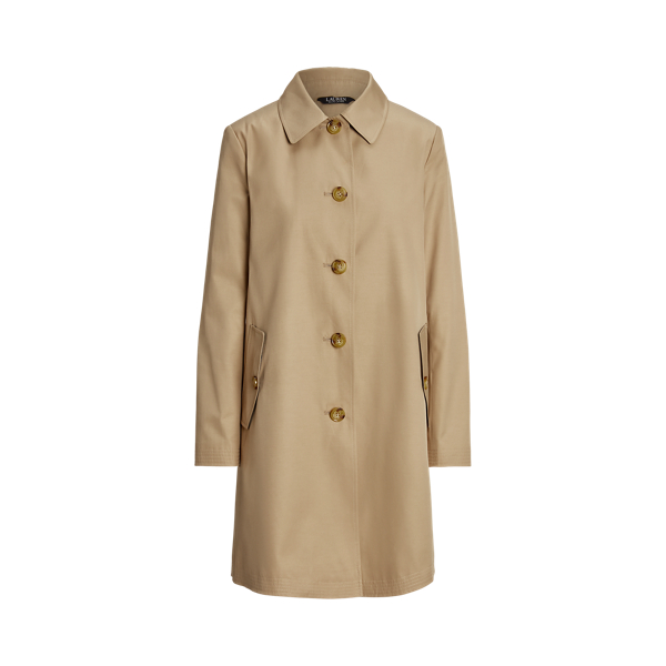 Hooded Cotton Blend Balmacaan Coat