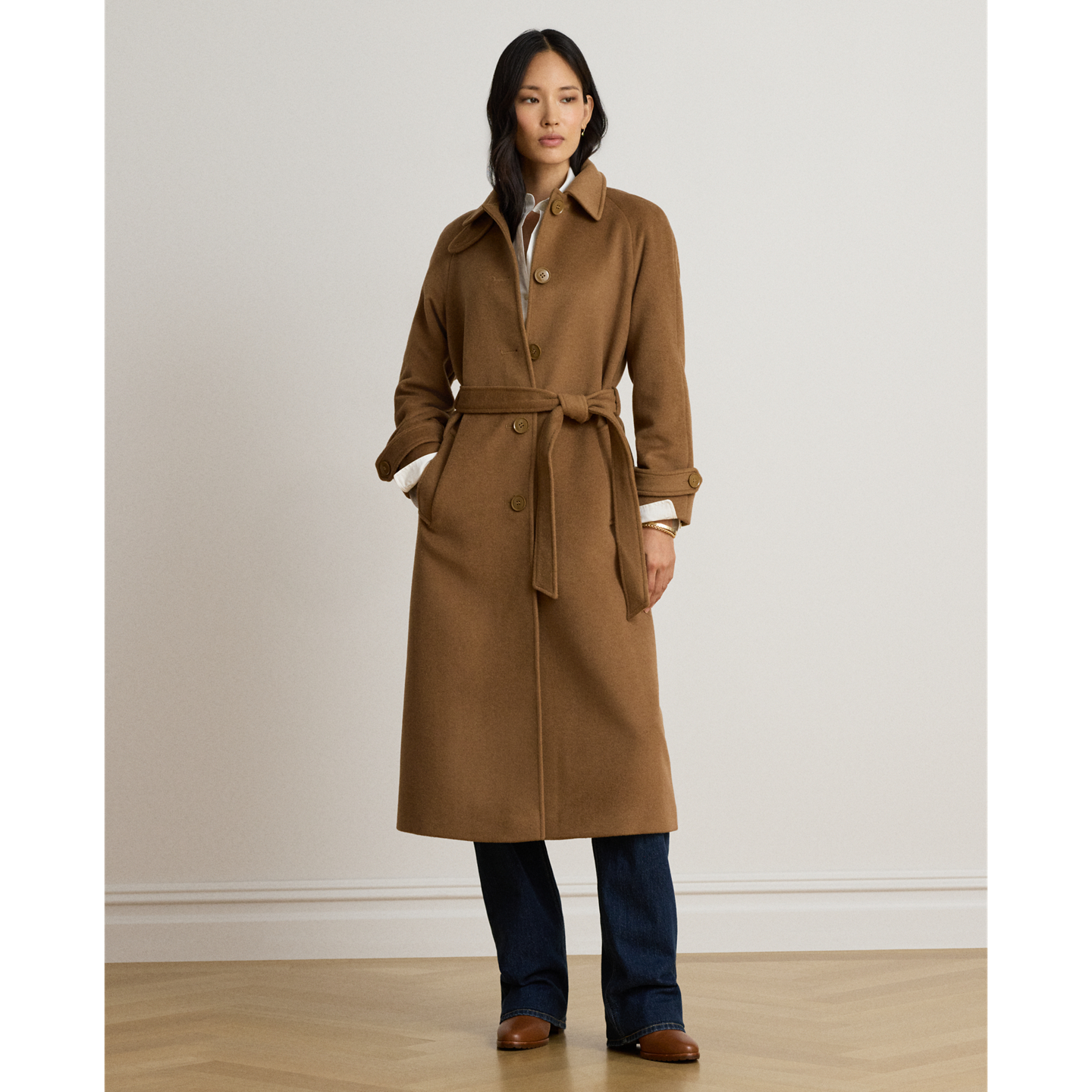 Женское пальто Ralph Lauren Belted Wool-Blend Trench, цвет: New Vicuna — фото 5