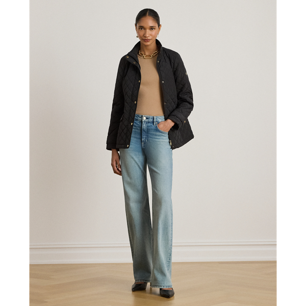 Diamond-Quilted Mockneck Jacket