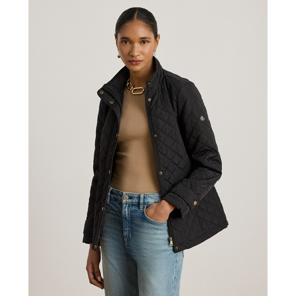 Diamond-Quilted Mockneck Jacket