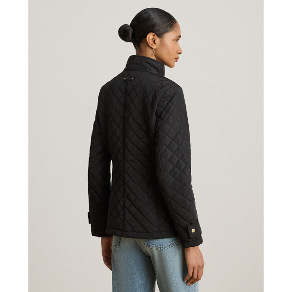 Diamond-Quilted Mockneck Jacket
