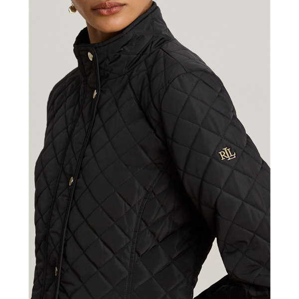 Diamond-Quilted Mockneck Jacket
