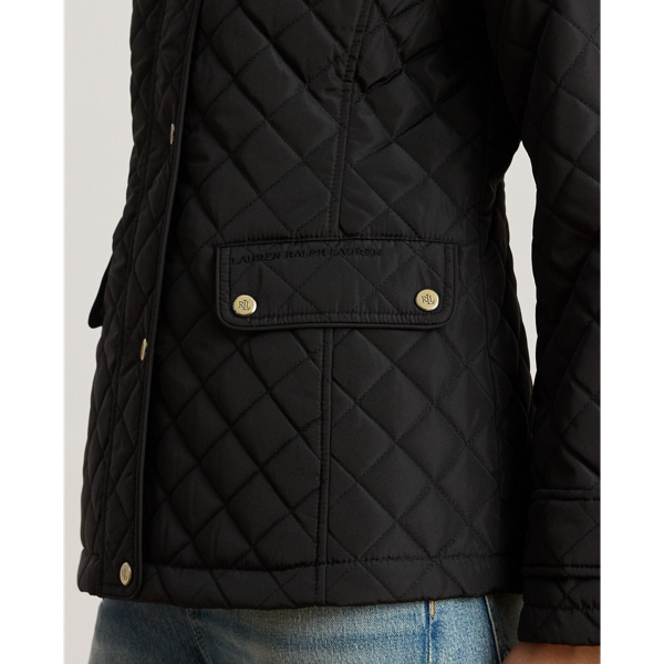 Diamond-Quilted Mockneck Jacket
