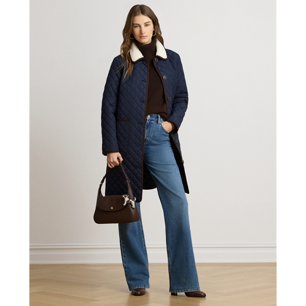Faux-Shearling-Trim Quilted Jacket