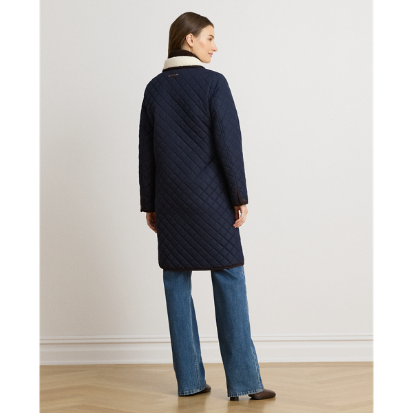 Faux-Shearling-Trim Quilted Jacket