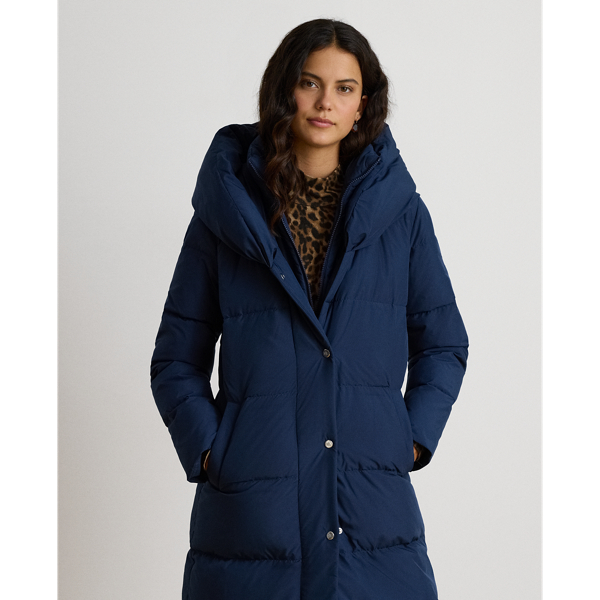 Oversize-Collar Quilted Down Coat
