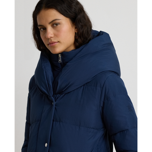 Oversize-Collar Quilted Down Coat