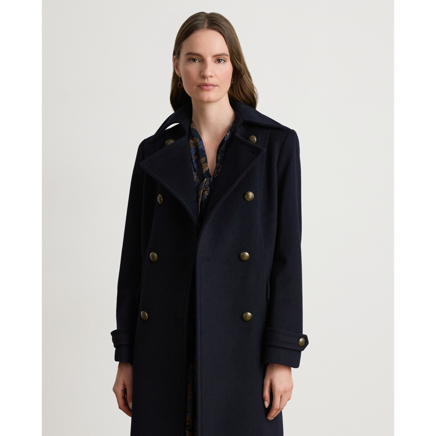 Женское пальто Ralph Lauren Wool-Blend Double-Breasted, цвет: Тёмно-синий — фото 1
