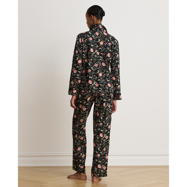 Black Ground Floral Floral Cotton-Blend Lawn Sleep Set Lauren Petite 4